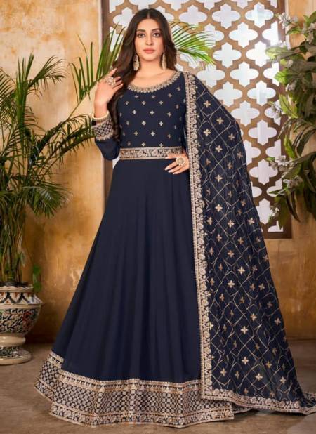 Blue Colour AANAYA VOL 142 New Latest Designer Festive Wear Georgette Anarkali Salwar Suit Collection 4203